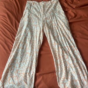 Free People Wide Leg Pants in Cream and Orange
